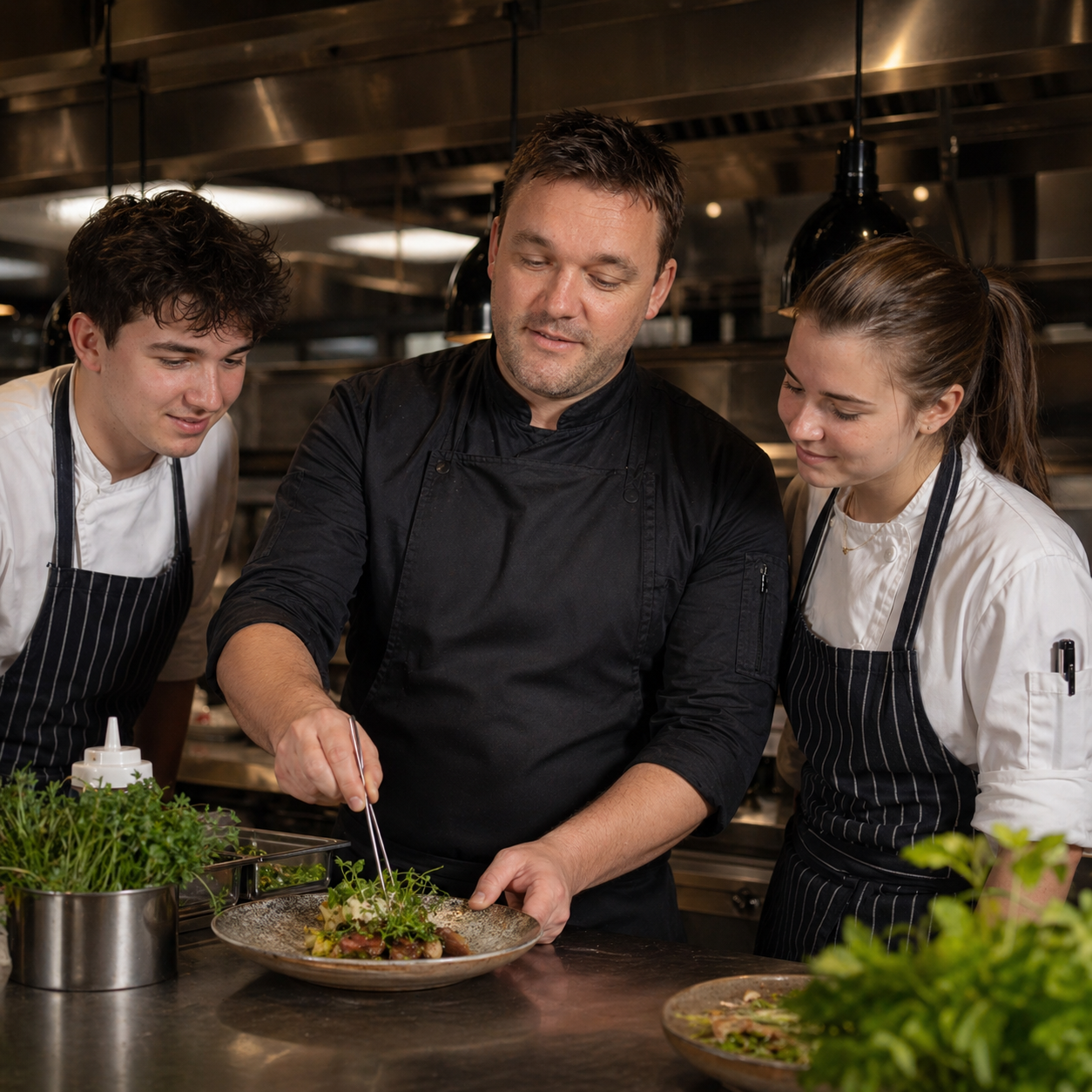 Asger arbejder i køkkenet med sit hold